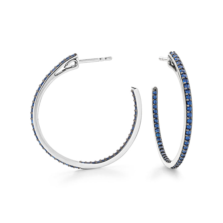 silver blue pave medium hoop