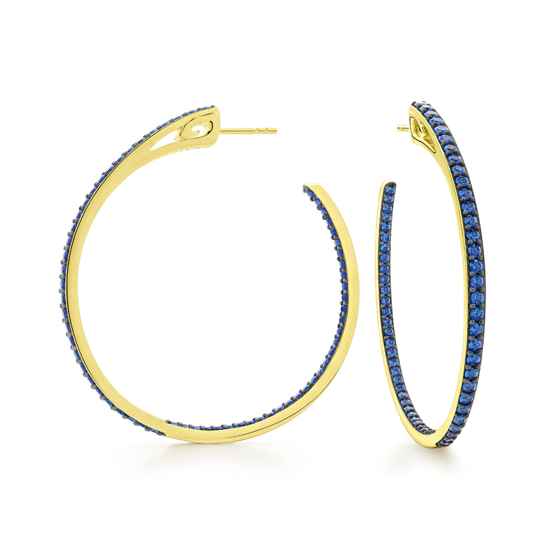 gold vermeil blue pave large hoop