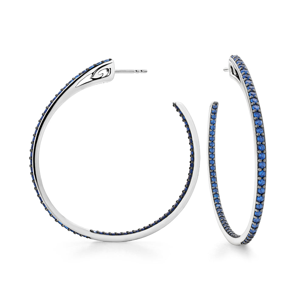 silver blue pave large hoop