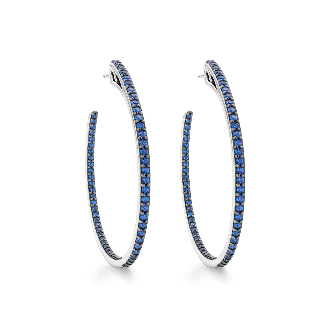 sterling silver blue pave large hoop earring