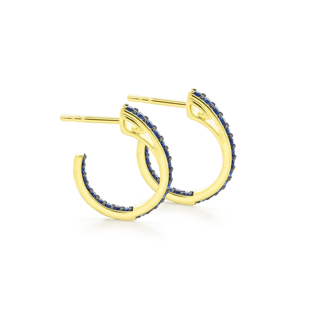 gold blue pave small hoop