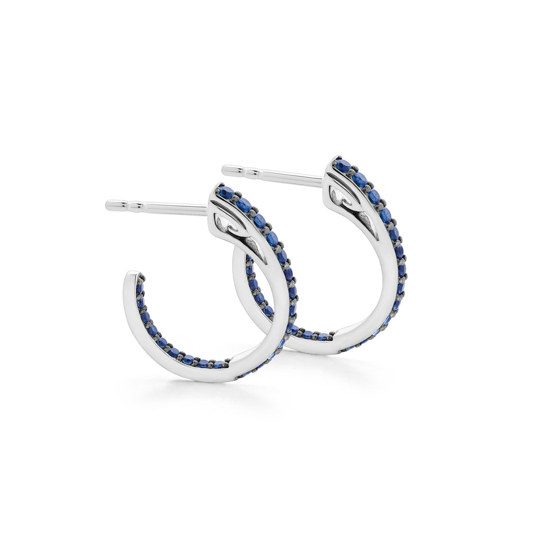 silver blue pave small hoop