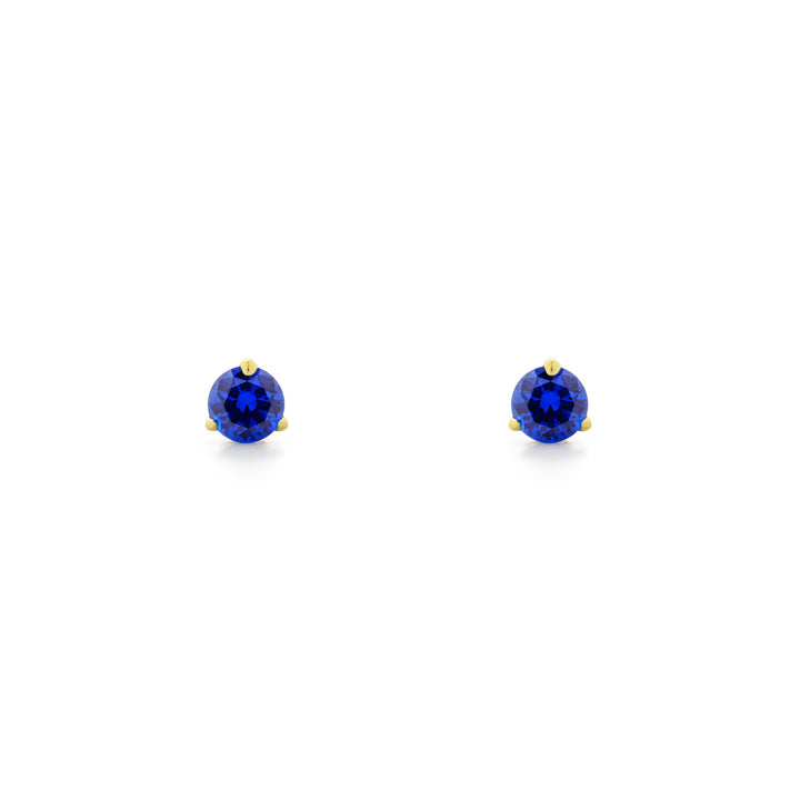 Promise Solitaire Stud 4.5mm - 18K Gold Vermeil + CZ Azure