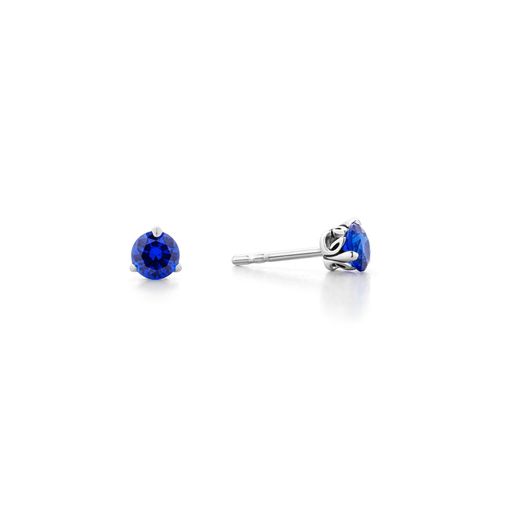 Promise Solitaire Stud 4.5mm - Sterling Silver + CZ Azure