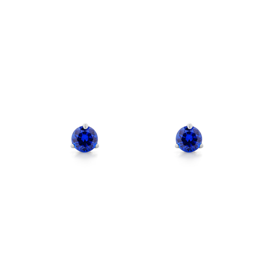 Promise Solitaire Stud 4.5mm - Sterling Silver + CZ Azure