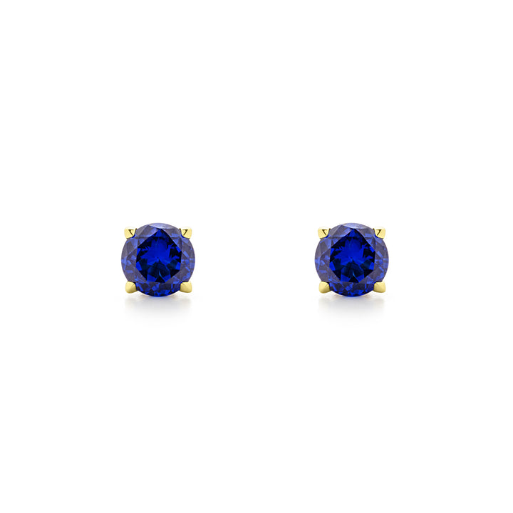 gold vermeil blue faceted stud 