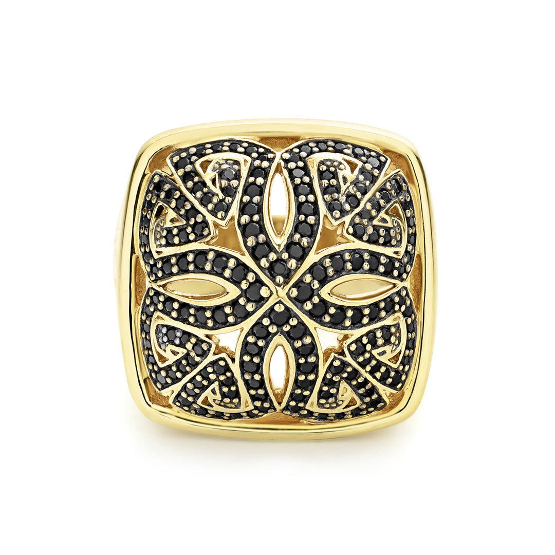 Empress Pavé Ring Large - 18K Gold Vermeil + CZ Noir