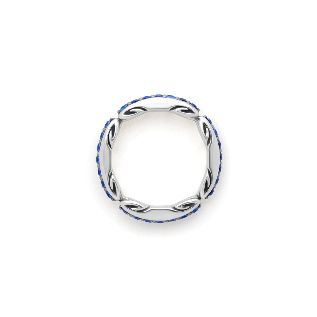 Ever Pavé Stack Ring 3.25mm - Sterling Silver + CZ Azure