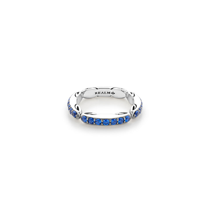 Ever Pavé Stack Ring 3.25mm - Sterling Silver + CZ Azure