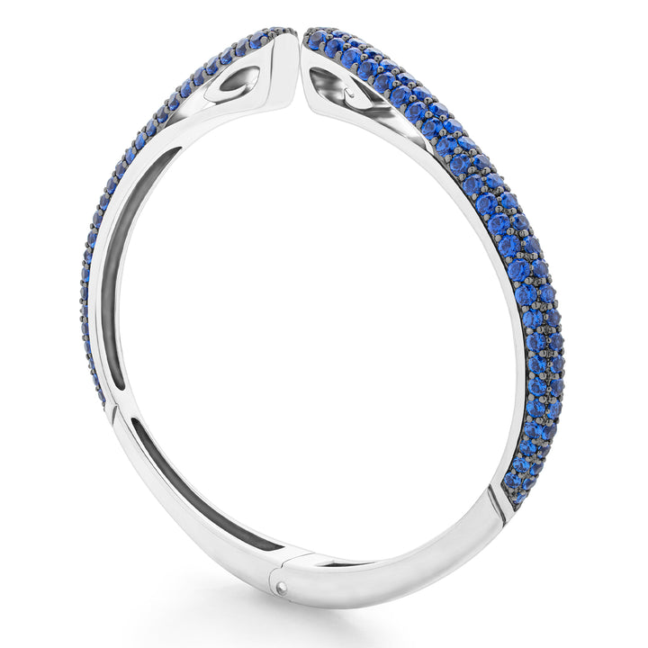 Spirit Pavé Cuff 5mm - Sterling Silver + CZ Azure