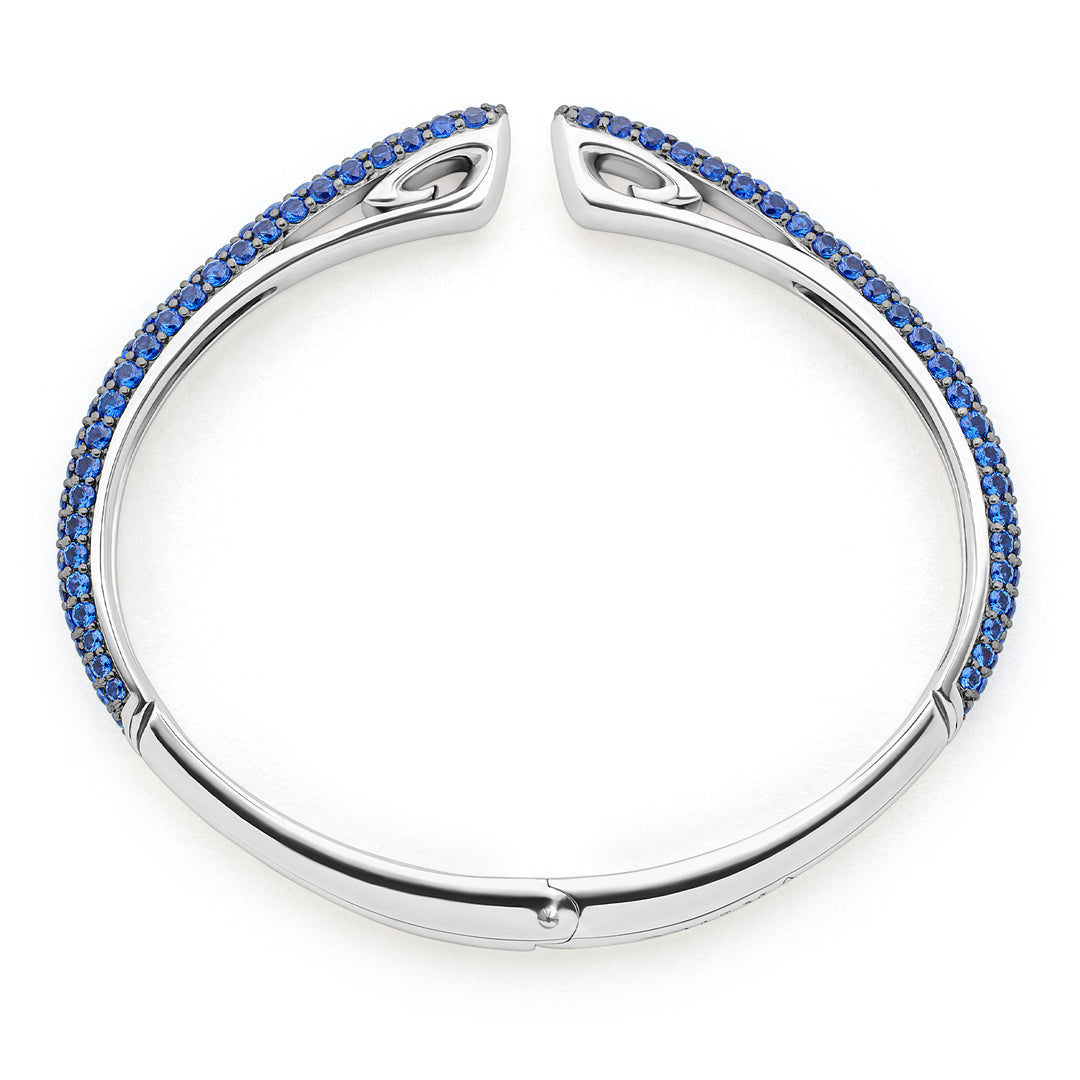 Spirit Pavé Cuff 5mm - Sterling Silver + CZ Azure