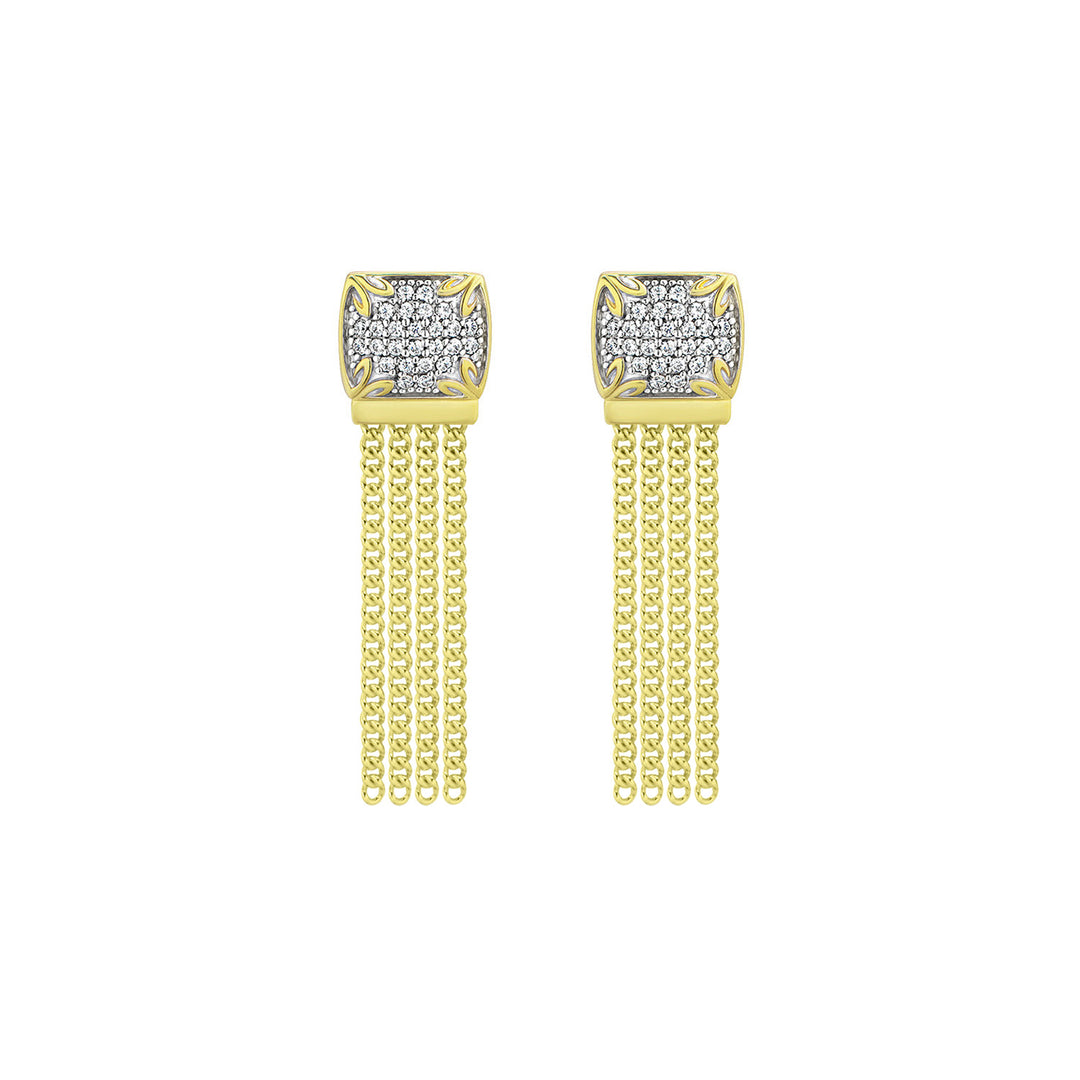 gold short pavé drop earring