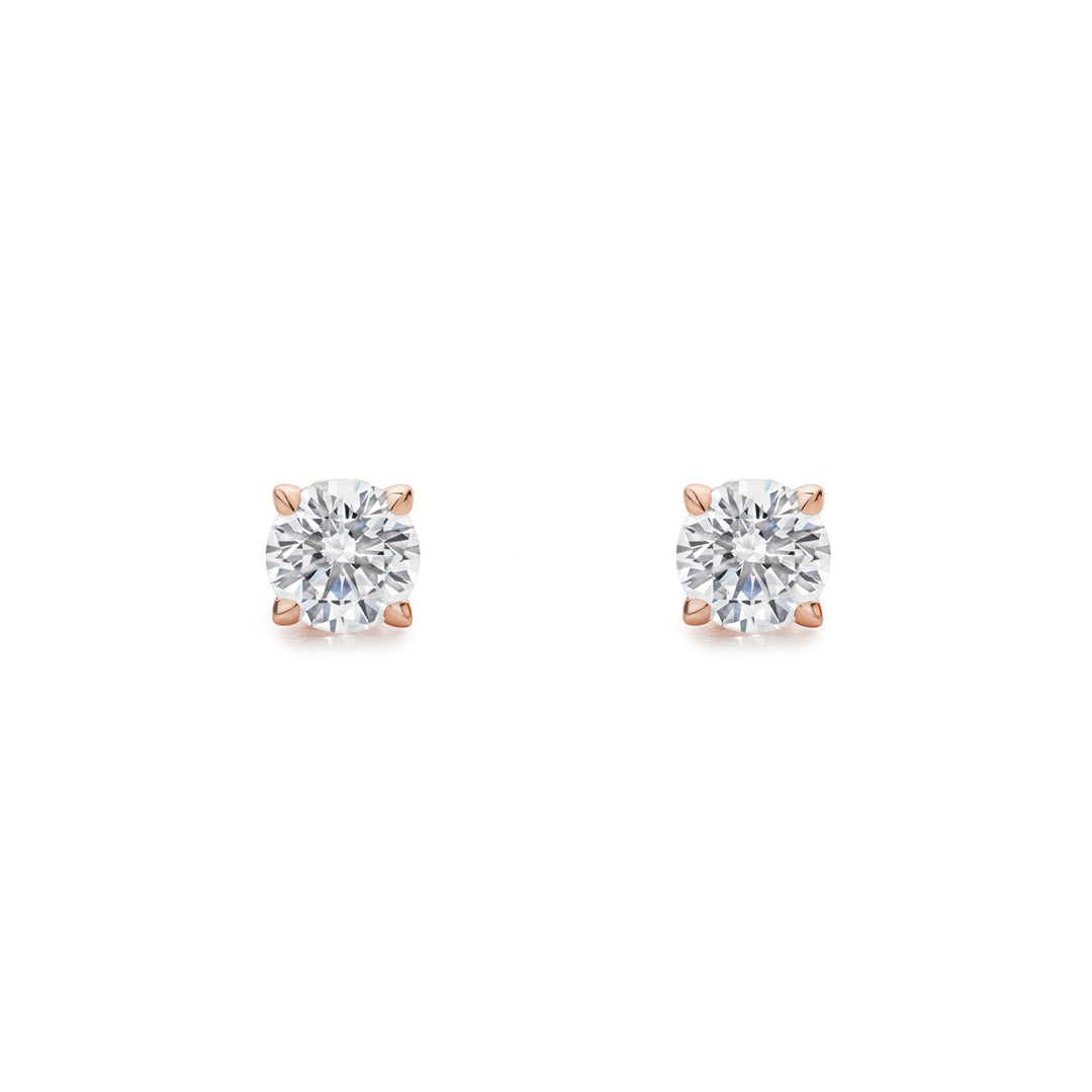 Promise Solitaire Stud 7mm - 18K Rose Gold Vermeil + CZ Blanc