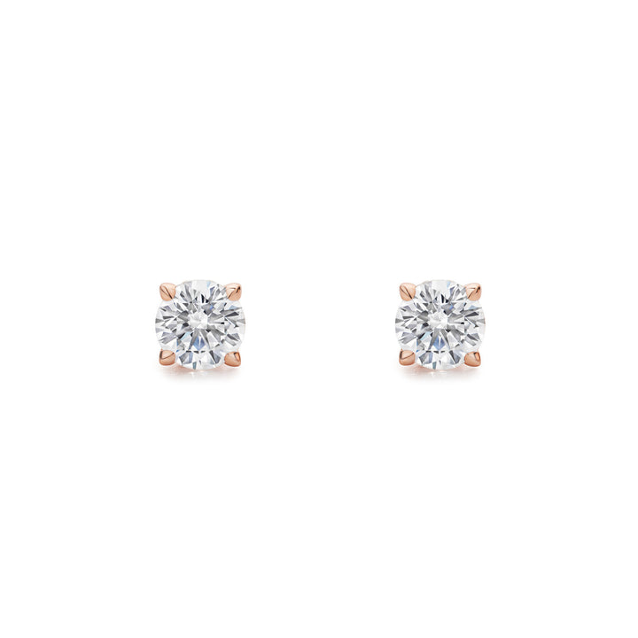 Promise Solitaire Stud 7mm - 18K Rose Gold Vermeil + CZ Blanc