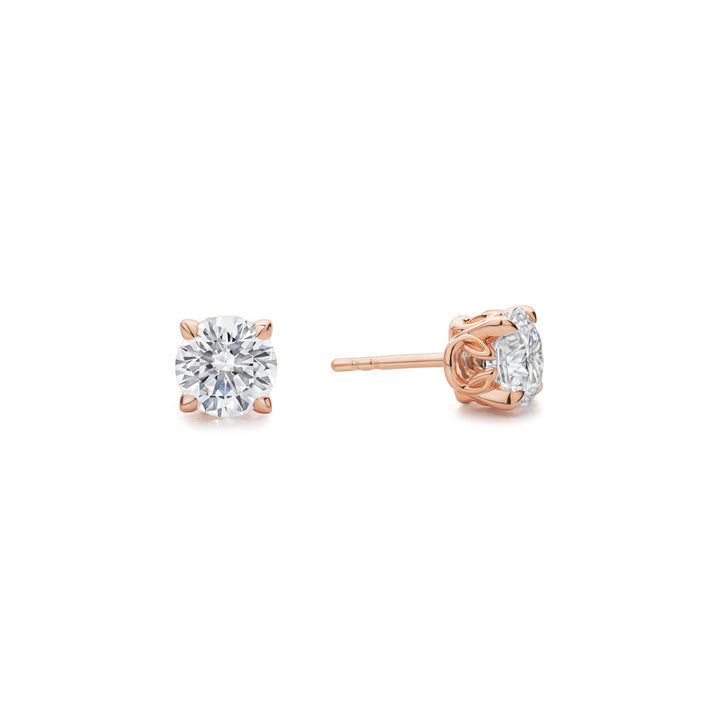 Promise Solitaire Stud 7mm - 18K Rose Gold Vermeil + CZ Blanc