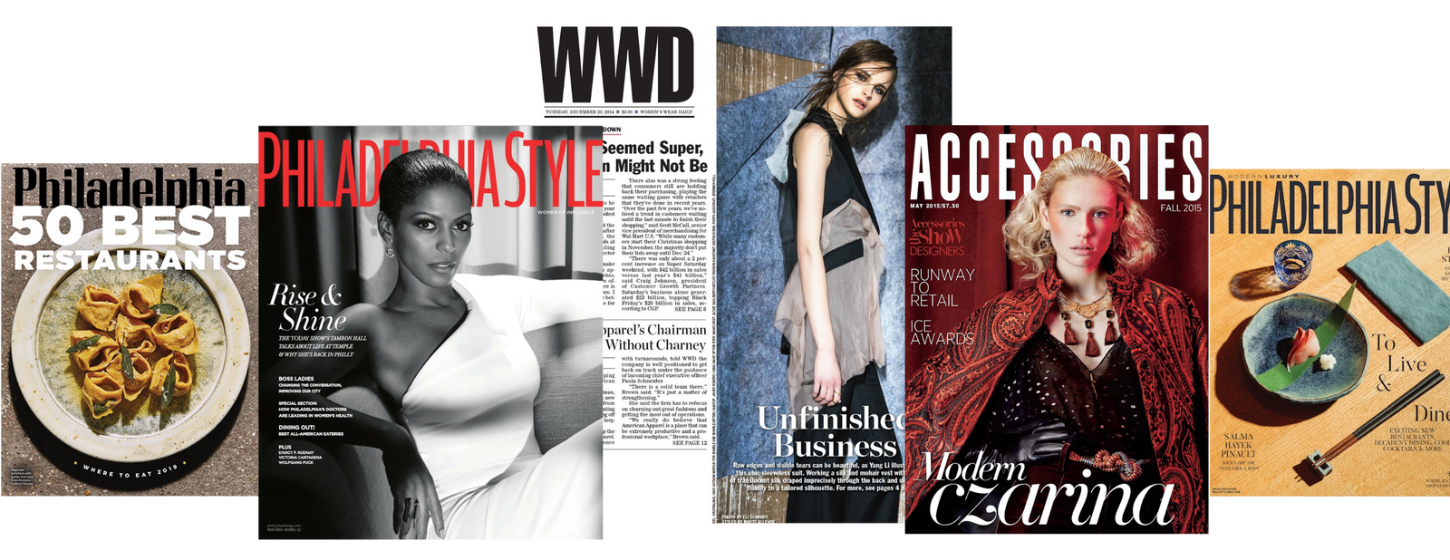 Collage of magazine covers Philadelphia-Style Accessories WWD Philadelphia-Magazine