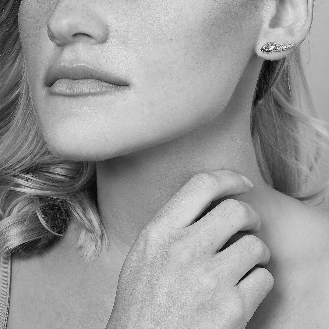 Promise Pavé Contour Earring - 18K Rose Gold Vermeil + CZ Blanc