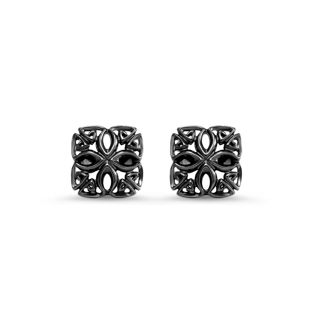 black ruthenium stud earring