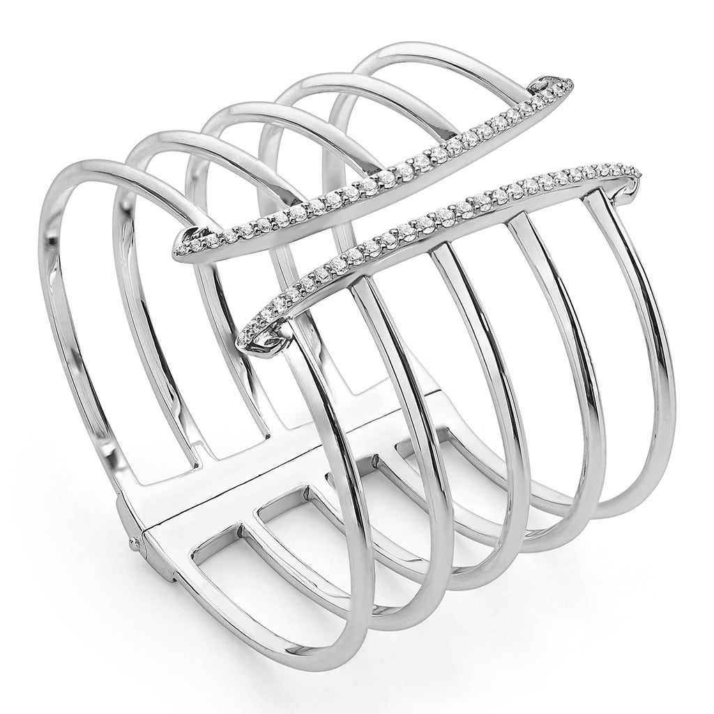 Wide Modern Sterling Silver Cuff Bracelet