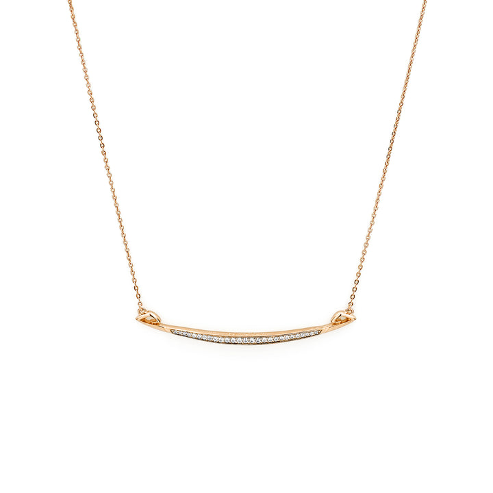 Crescent Pavé Necklace Large - 18K Rose Gold Vermeil + CZ Blanc