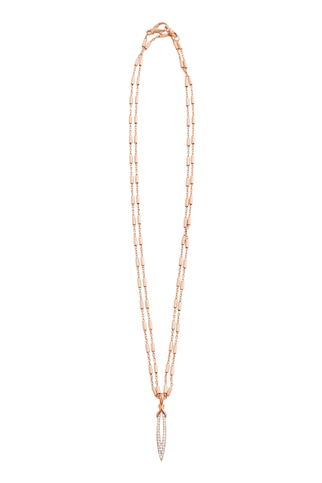 Stiletto Pavé Bar Chain Pendant - 18K Rose Gold Vermeil + CZ Blanc