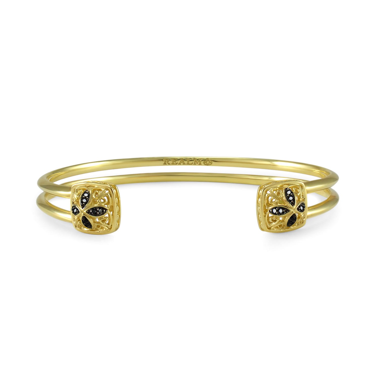 18K Gold Pavé Cuff Bracelet | Affordable Gold Jewelry – REALM Fine ...