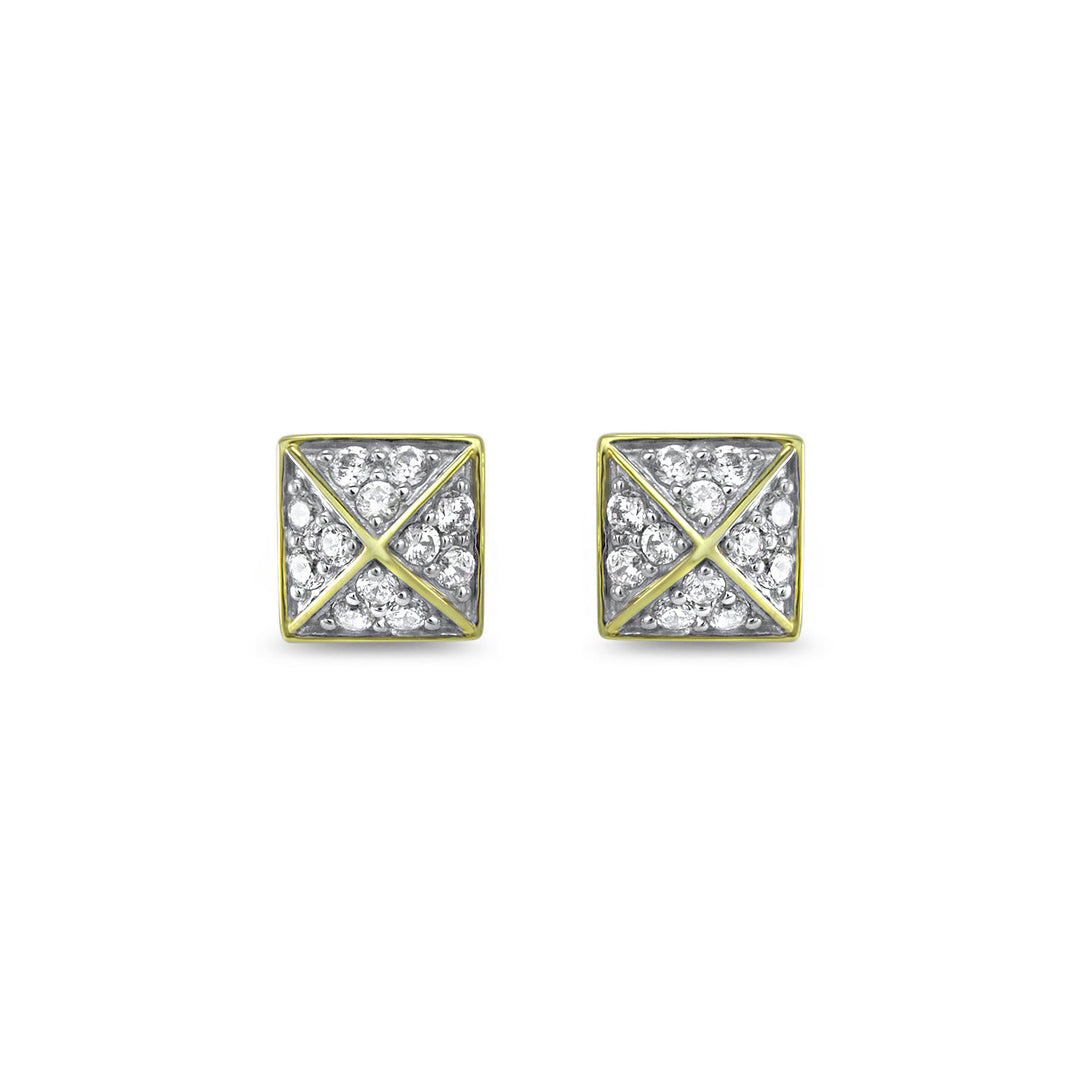 gold pave stud earrings